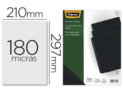 CJ100 tapas de encuadernación Fellowes A-4 PVC 180µ negras